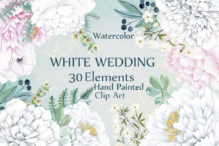 Elegant White Wedding Watercolor Elements for Your Designs