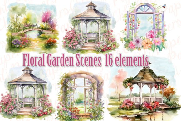 Enchanting Watercolor Gazebo Clipart for Dreamy Wedding Designs