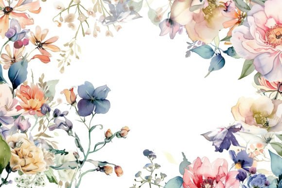 Floral Wedding Frame: A Watercolor Design Asset