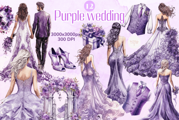 Lavish Wedding Aesthetics: Blending Watercolor & Purple Hues