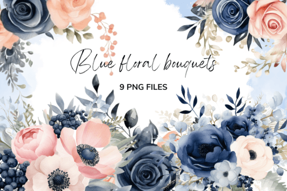 Navy Blue Flowers Wedding Watercolor: A Designer's Delight