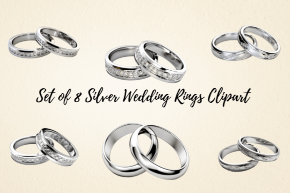 Silver Wedding Rings Clipart: 8 High-Quality PNGs for Your Projects