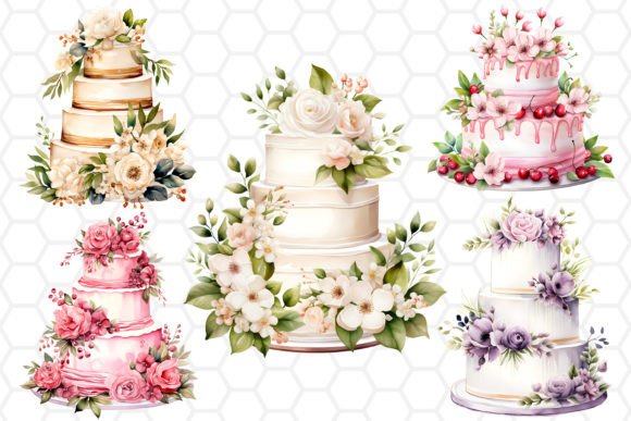 Soft Hues and Sweet Details: Using Watercolor Wedding Cake Clipart