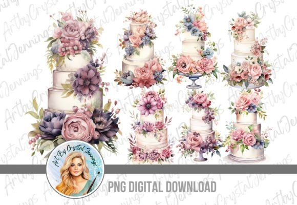Stunning Floral Cake Graphics for Wedding Invitations