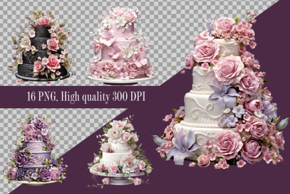 Sweeten Your Designs with Wedding Cake with Flowers Clipart