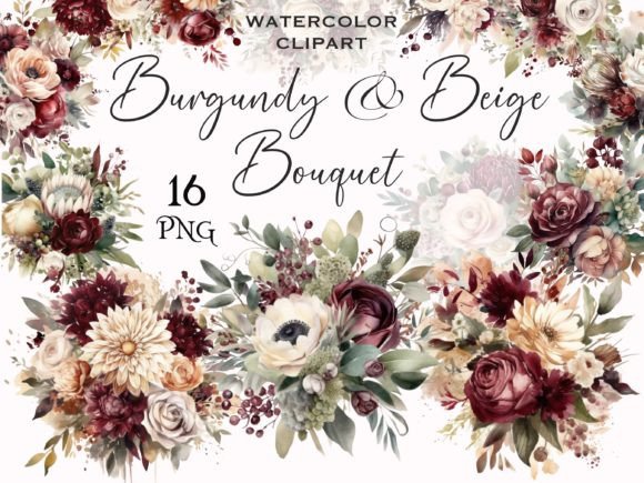 Warm & Romantic: Using Burgundy and Beige Bouquet Clipart
