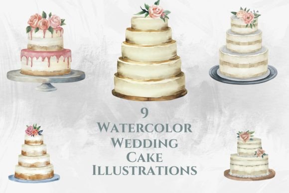 Watercolor Wedding Cake Collection: A Sweet Design Asset