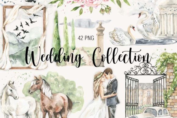 Watercolor Wedding Collection Clipart: Design Magic