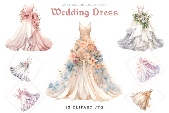 Wedding Dress Clipart: 15 Elegant Elements for Your Projects