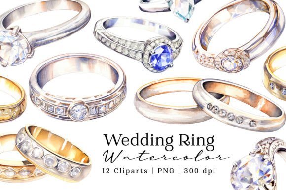 Wedding Rings Watercolor Clipart: A Designer's Touch of Romance